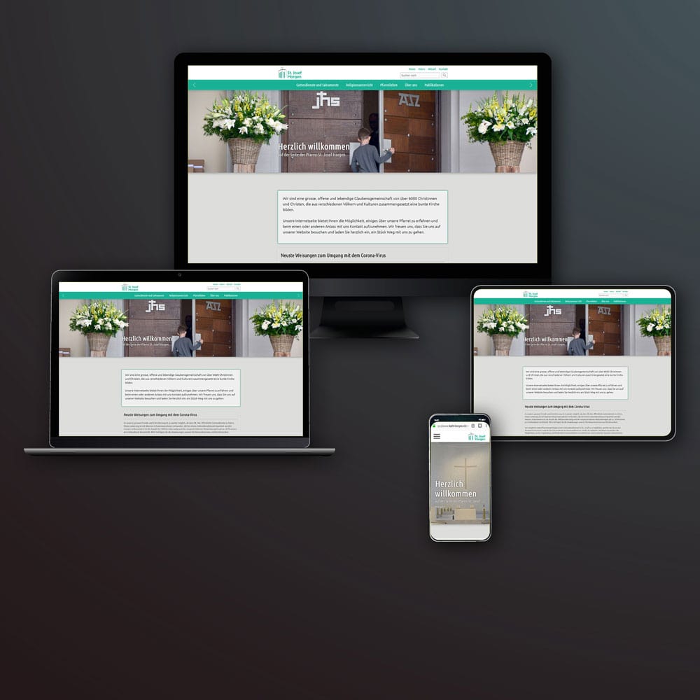 Erneuerung der Webpräsenz für die Pfarrei St. Josef - Screenshot der Website der katholischen Kirchgemeinde St. Josef in Horgen