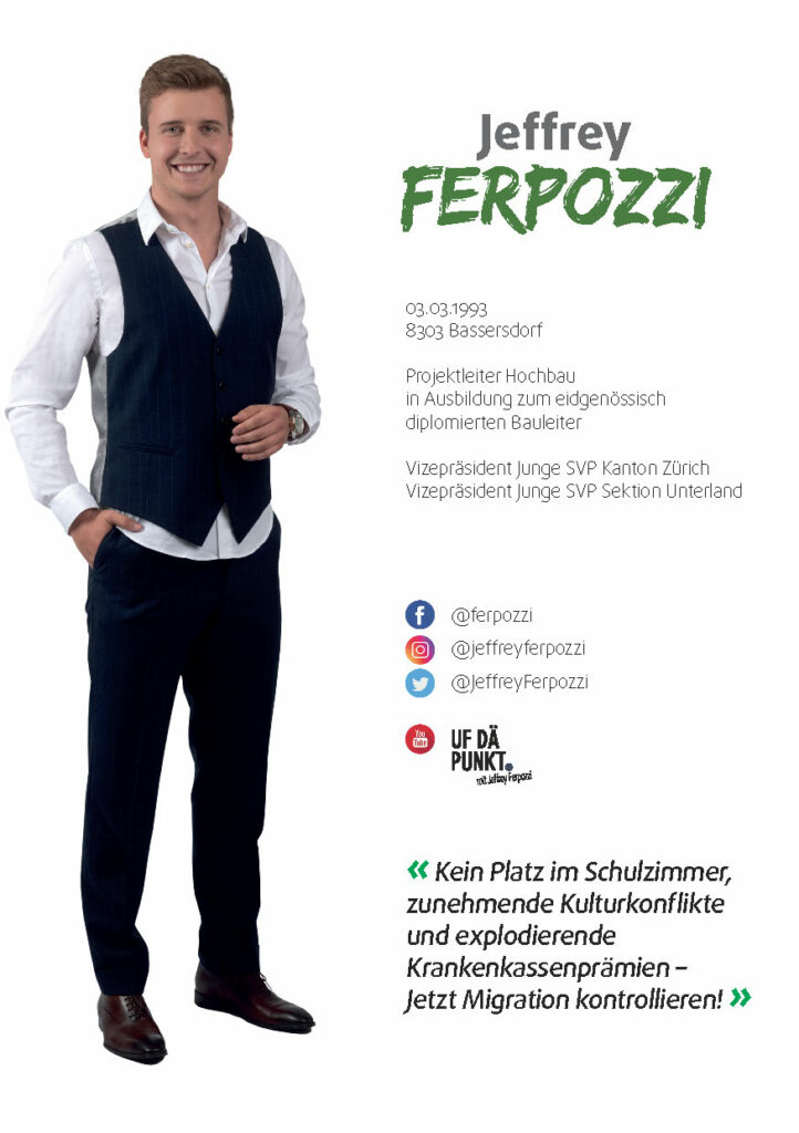 Flyer für Camille Lothe und Jeffrey Ferpozzi zum Nationalrats-Wahlkampf 2019