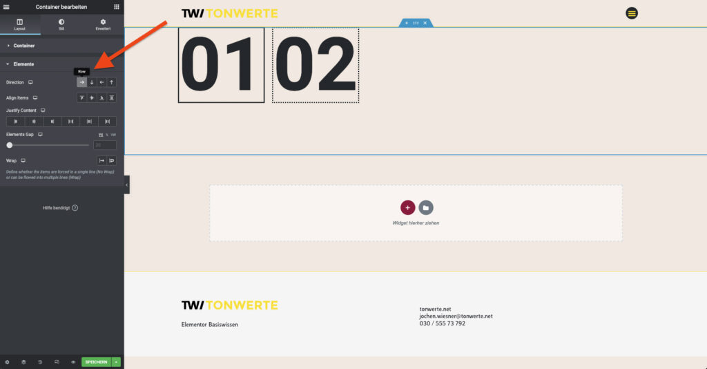 Elemente Container Row