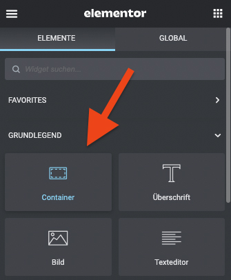 Elementor Container Widget